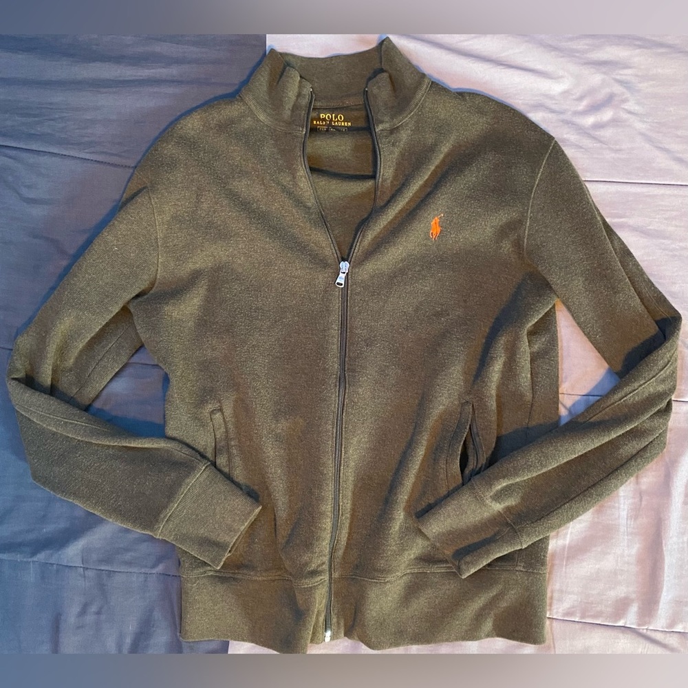 Polo by Ralph Lauren dark green athletic zip-up jacket small